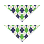 Navy Green And White Argyle Print Dog Bandana