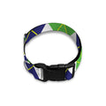 Navy Green And White Argyle Print Dog Collar