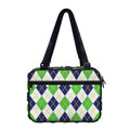 Navy Green And White Argyle Print Double Strap Bible Bag