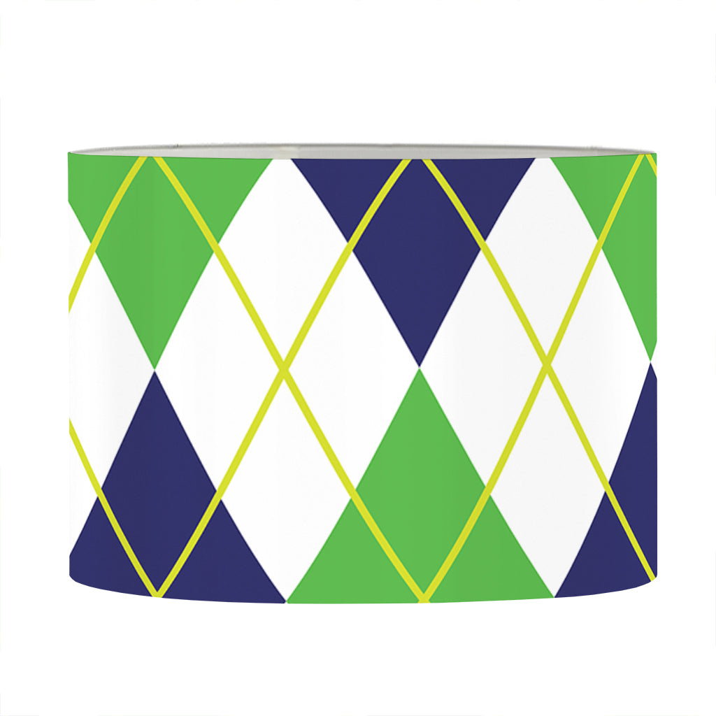 Navy Green And White Argyle Print Drum Lamp Shade