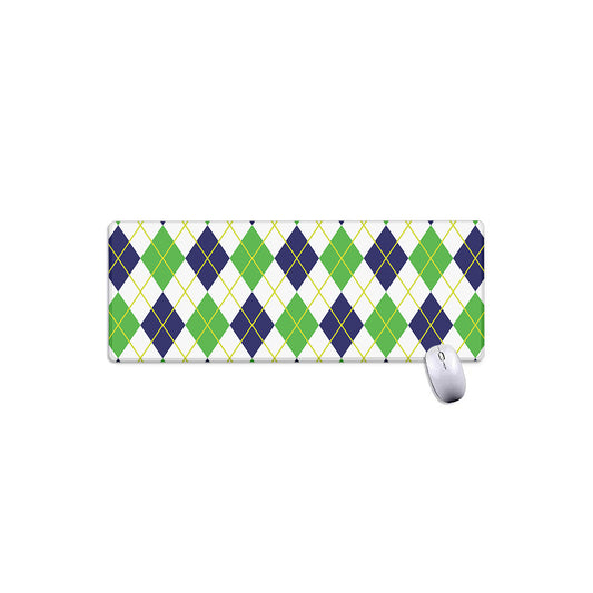 Navy Green And White Argyle Print Extended Mouse Pad