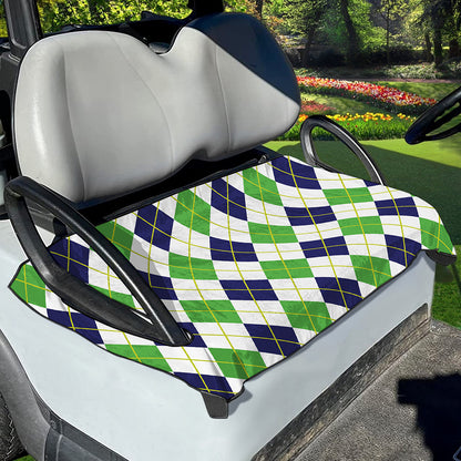Navy Green And White Argyle Print Golf Cart Seat Cover