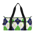 Navy Green And White Argyle Print Gym Bag