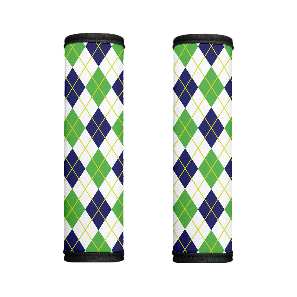 Navy Green And White Argyle Print Handle Covers