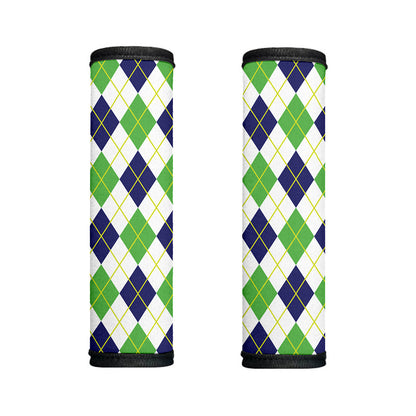 Navy Green And White Argyle Print Handle Covers