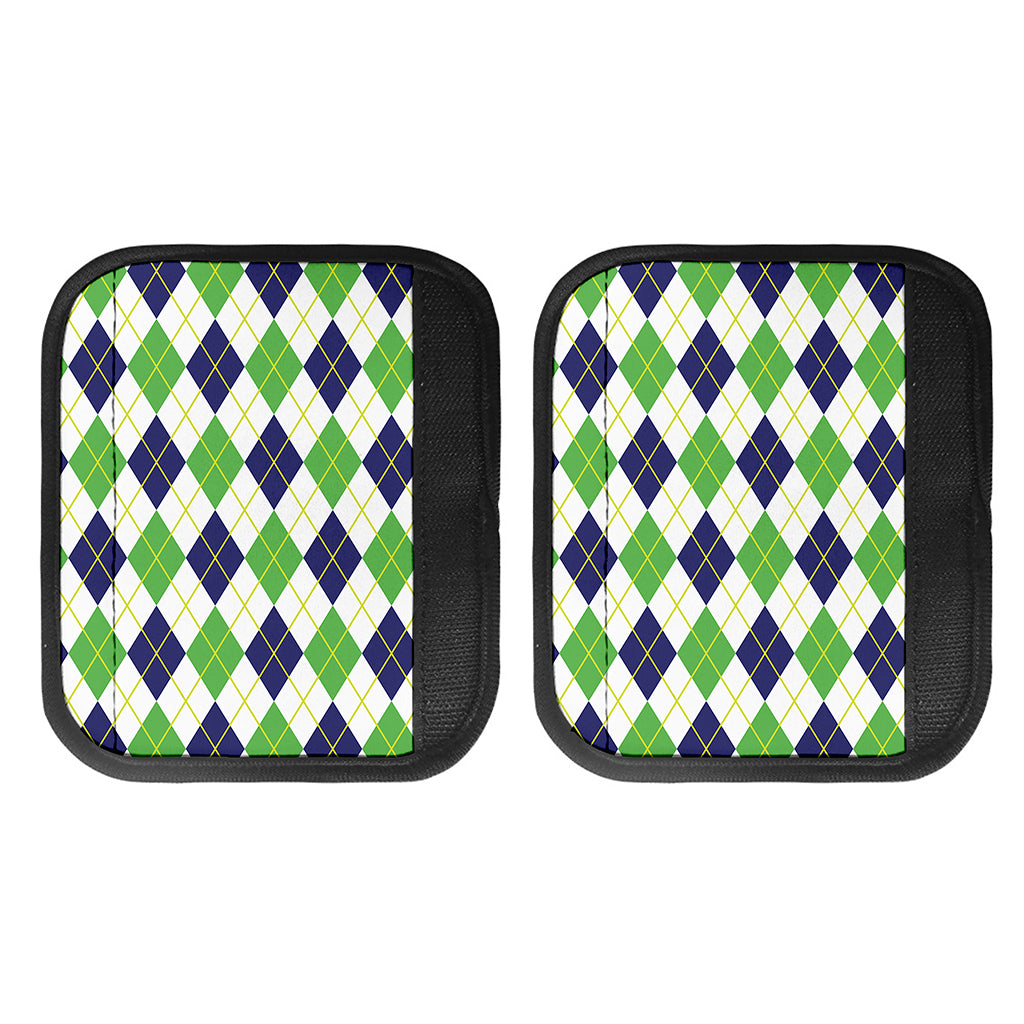 Navy Green And White Argyle Print Handle Covers