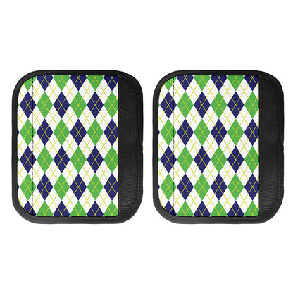 Navy Green And White Argyle Print Handle Covers