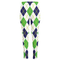 Navy Green And White Argyle Print High-Waisted Pocket Leggings