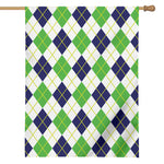 Navy Green And White Argyle Print House Flag