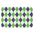 Navy Green And White Argyle Print Indoor Door Mat