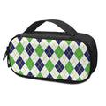 Navy Green And White Argyle Print Portable Cooler Travel Case