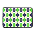 Navy Green And White Argyle Print Kitchen Mat