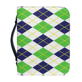 Navy Green And White Argyle Print Leather Bible Cover
