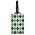 Navy Green And White Argyle Print Luggage Tag