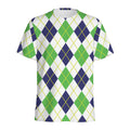 Navy Green And White Argyle Print Men's Athletic T-Shirt