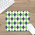 Navy Green And White Argyle Print Mouse Pad