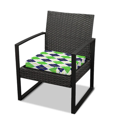 Navy Green And White Argyle Print Outdoor Seat Cushion Cover