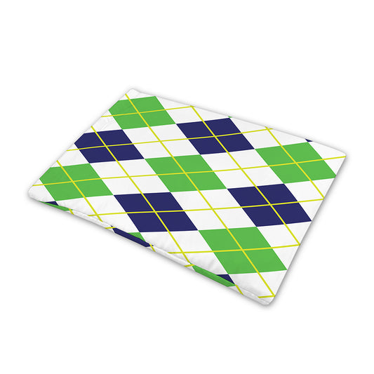 Navy Green And White Argyle Print Pet Cooling Mat Cover