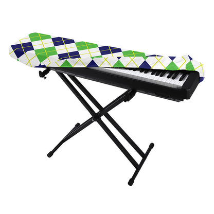 Navy Green And White Argyle Print Piano Keyboard Cover