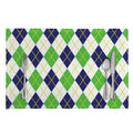 Navy Green And White Argyle Print Placemat