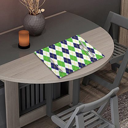 Navy Green And White Argyle Print Placemat