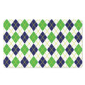 Navy Green And White Argyle Print Polyester Doormat