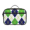 Navy Green And White Argyle Print Portable Lunch Bag