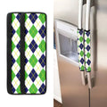 Navy Green And White Argyle Print Refrigerator Handle Covers