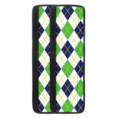 Navy Green And White Argyle Print Refrigerator Handle Covers