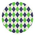 Navy Green And White Argyle Print Round Blanket