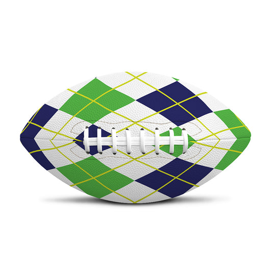 Navy Green And White Argyle Print Rugby Ball
