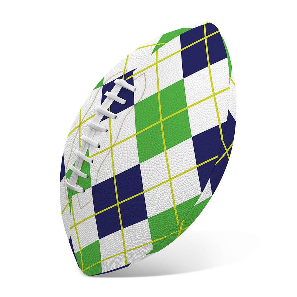 Navy Green And White Argyle Print Rugby Ball