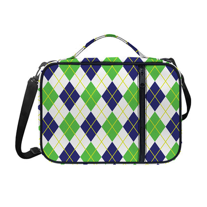 Navy Green And White Argyle Print Shoulder Strap Bible Bag