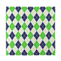 Navy Green And White Argyle Print Silk Bandana