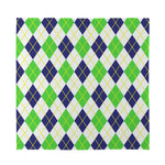 Navy Green And White Argyle Print Silk Bandana