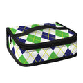 Navy Green And White Argyle Print Small Lunch Bag