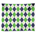 Navy Green And White Argyle Print Tapestry