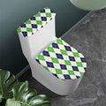 Navy Green And White Argyle Print Toilet Lid And Tank Cover Set