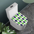 Navy Green And White Argyle Print Toilet Lid Cover