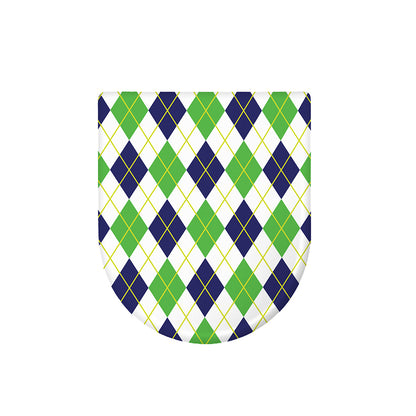 Navy Green And White Argyle Print Toilet Lid Cover