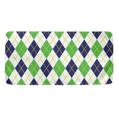 Navy Green And White Argyle Print Towel