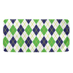 Navy Green And White Argyle Print Towel