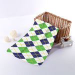 Navy Green And White Argyle Print Towel