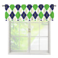 Navy Green And White Argyle Print Window Valance