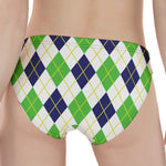 Navy Green And White Argyle Print Women's Panties