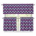 Navy Pink And White Chevron Print 3 Piece Kitchen Curtains
