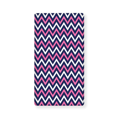 Navy Pink And White Chevron Print Baby Crib Sheet