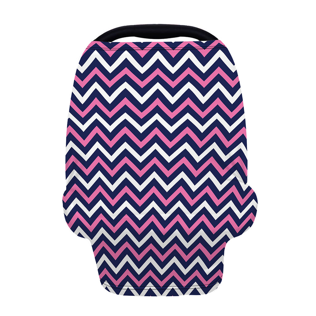Navy Pink And White Chevron Print Baby Seat Cover