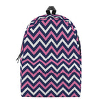 Navy Pink And White Chevron Print Backpack