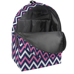 Navy Pink And White Chevron Print Backpack